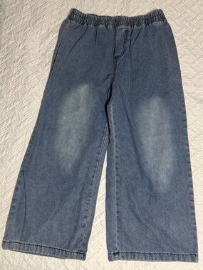 Trendy Stylish Relaxed Wide-Leg Woman XXL Jeans Washed Blue